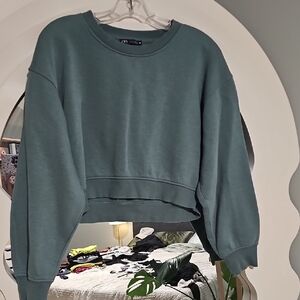 Teal Cropped Sweatshirt